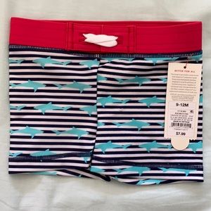 NWT Cat & Jack 9-12 Mo Swim shorts for baby. Sharks!